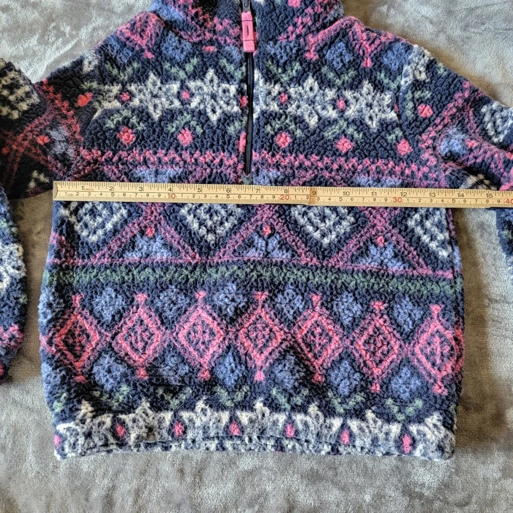 OshKosh B'gosh Fleece Pullover Quarter-zip Kids 6/6x Blue Pink Excellent 720